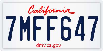 CA license plate 7MFF647