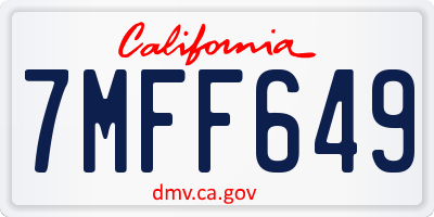 CA license plate 7MFF649