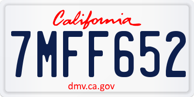 CA license plate 7MFF652
