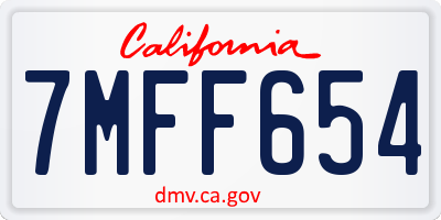 CA license plate 7MFF654
