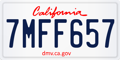 CA license plate 7MFF657