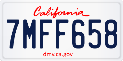 CA license plate 7MFF658
