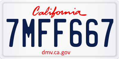 CA license plate 7MFF667