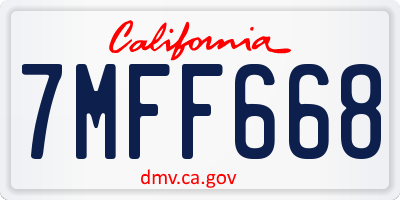 CA license plate 7MFF668