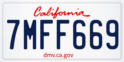 CA license plate 7MFF669