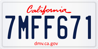 CA license plate 7MFF671