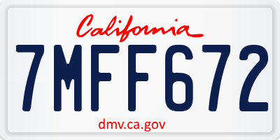 CA license plate 7MFF672