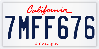 CA license plate 7MFF676