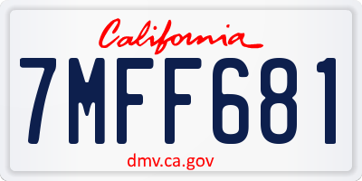 CA license plate 7MFF681