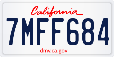 CA license plate 7MFF684
