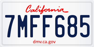 CA license plate 7MFF685