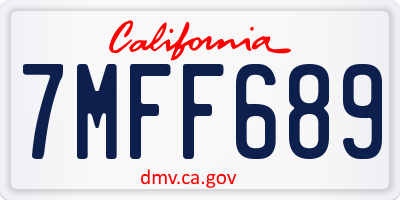 CA license plate 7MFF689