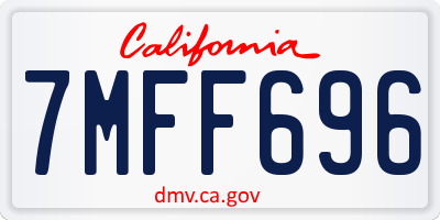 CA license plate 7MFF696