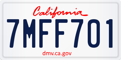 CA license plate 7MFF701