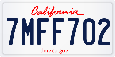 CA license plate 7MFF702