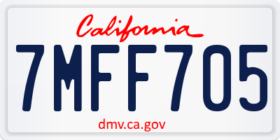 CA license plate 7MFF705