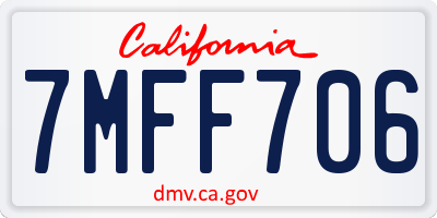 CA license plate 7MFF706