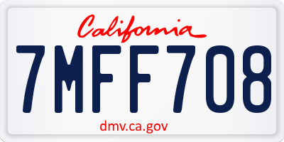 CA license plate 7MFF708