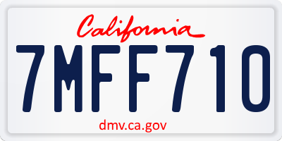 CA license plate 7MFF710