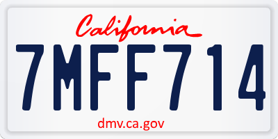 CA license plate 7MFF714