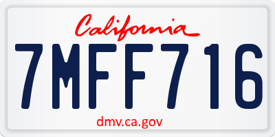 CA license plate 7MFF716