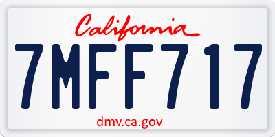 CA license plate 7MFF717