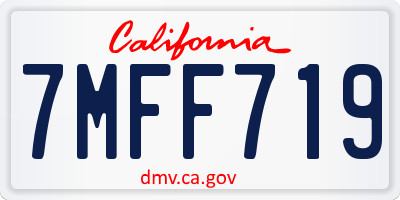 CA license plate 7MFF719