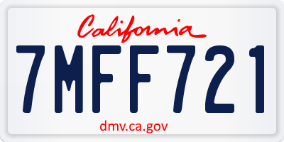CA license plate 7MFF721