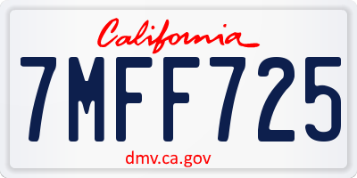 CA license plate 7MFF725