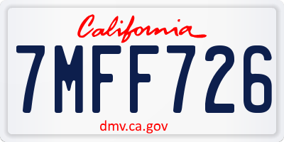 CA license plate 7MFF726