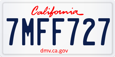 CA license plate 7MFF727