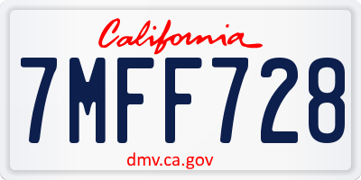 CA license plate 7MFF728