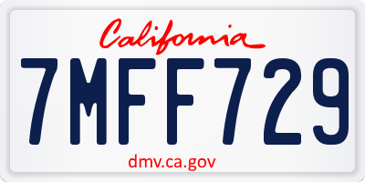 CA license plate 7MFF729