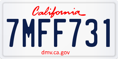CA license plate 7MFF731