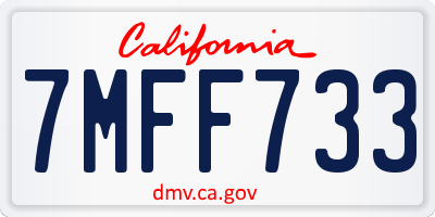CA license plate 7MFF733