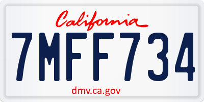 CA license plate 7MFF734