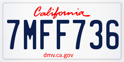 CA license plate 7MFF736