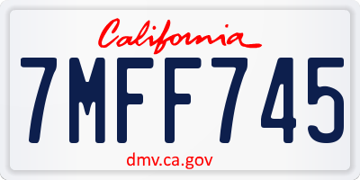 CA license plate 7MFF745