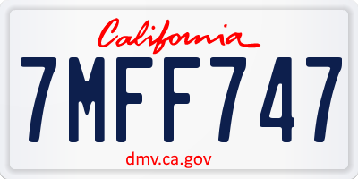 CA license plate 7MFF747