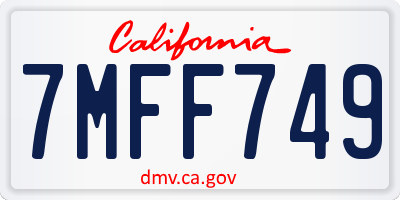 CA license plate 7MFF749