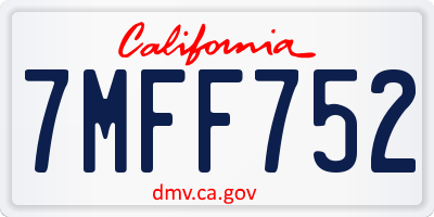 CA license plate 7MFF752