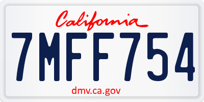CA license plate 7MFF754