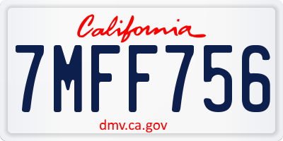 CA license plate 7MFF756