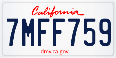 CA license plate 7MFF759