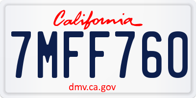 CA license plate 7MFF760