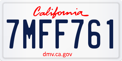 CA license plate 7MFF761