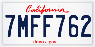 CA license plate 7MFF762