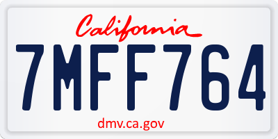 CA license plate 7MFF764