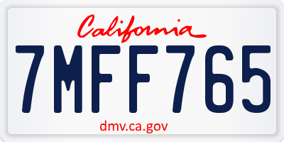 CA license plate 7MFF765