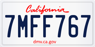 CA license plate 7MFF767